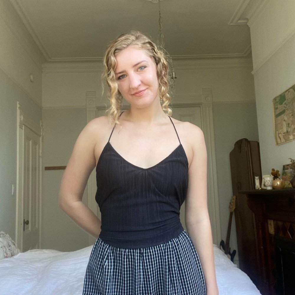 Pretty Black Ribbed TopShop Cami Size 6